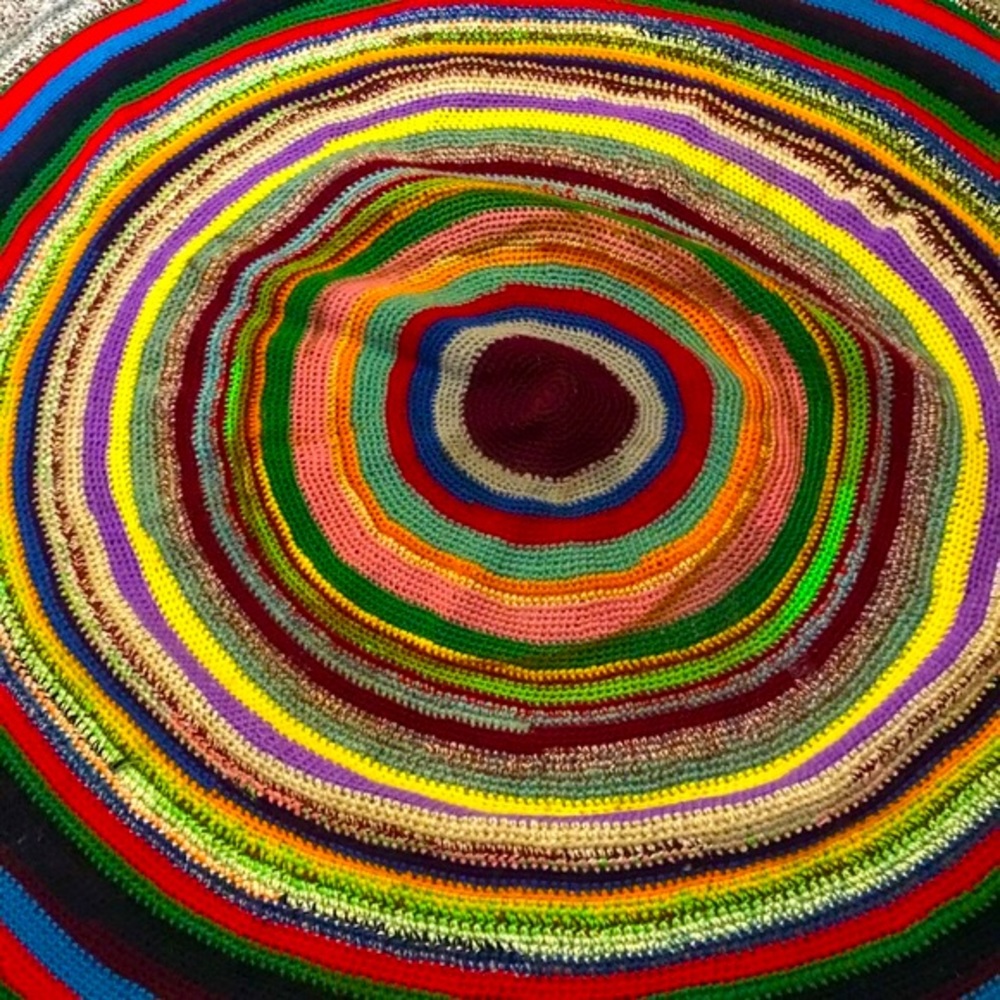 Vintage & Hand Knit 50” Round Throw/Rug RESERVED FOR LOLAS BOUTIQUE